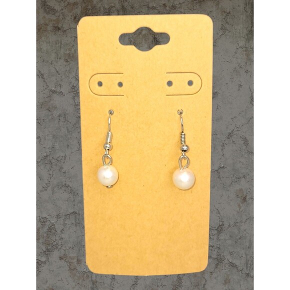 Source Unknown Jewelry - Minimalist Silver Tone Faux Pearl Dangle Earrings Pierced Classic Elegant